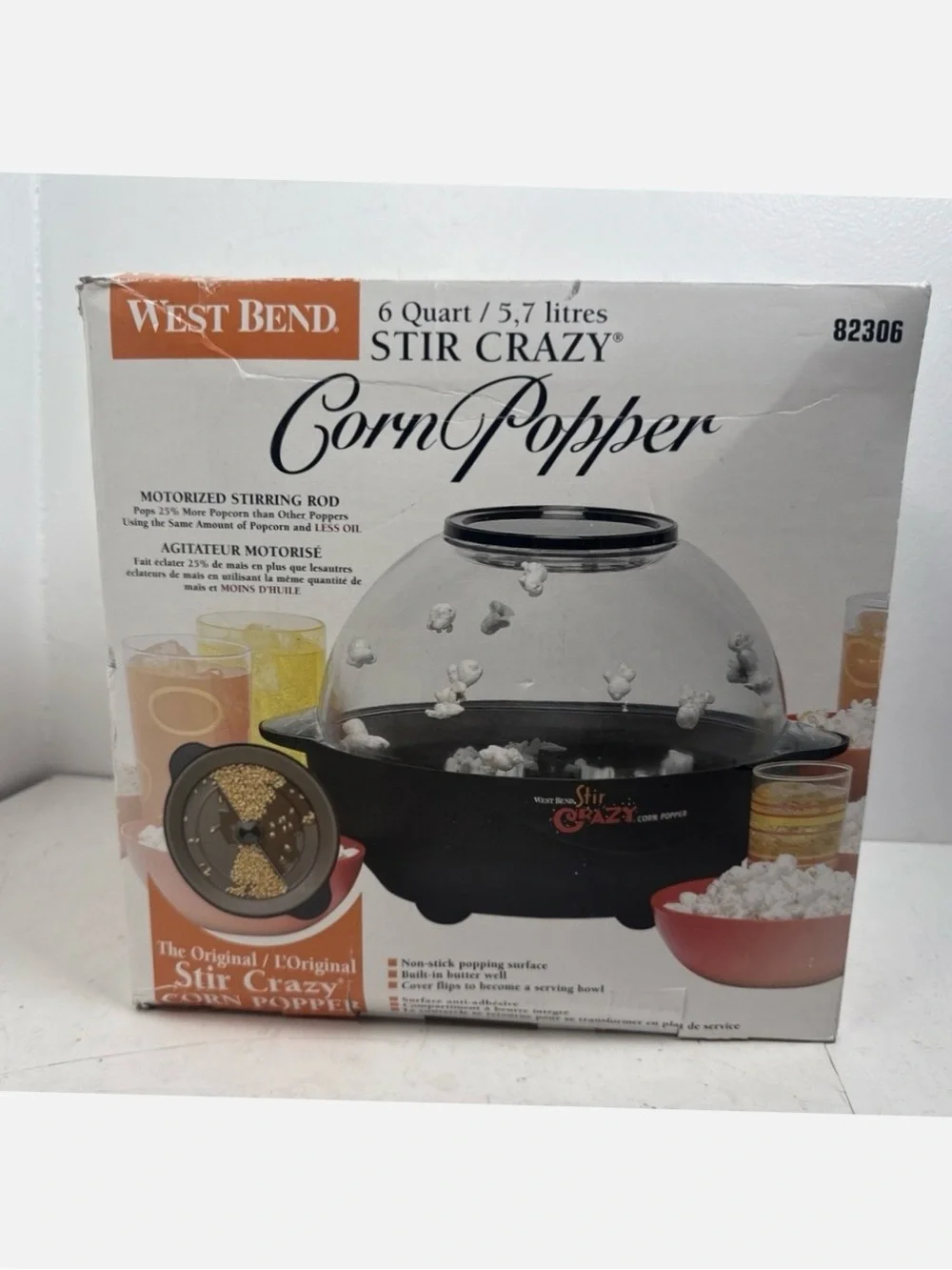 West Bend Stir Crazy 6 Qt Popcorn Popper Model 82306 - New / Open Box
